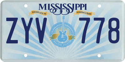 MS license plate ZYV778