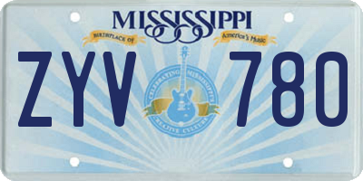 MS license plate ZYV780