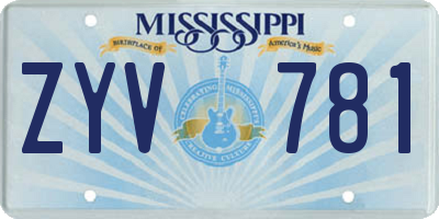 MS license plate ZYV781