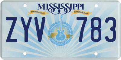 MS license plate ZYV783