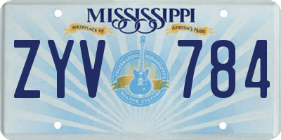 MS license plate ZYV784