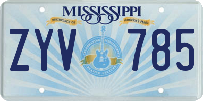 MS license plate ZYV785