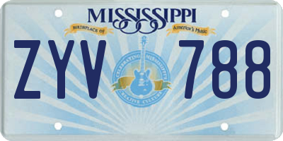MS license plate ZYV788