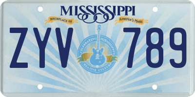 MS license plate ZYV789