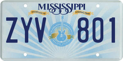 MS license plate ZYV801