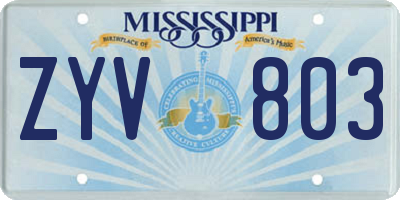MS license plate ZYV803