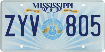 MS license plate ZYV805