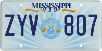 MS license plate ZYV807