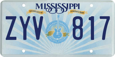 MS license plate ZYV817