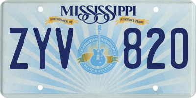 MS license plate ZYV820