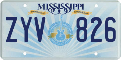MS license plate ZYV826