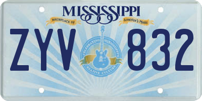 MS license plate ZYV832