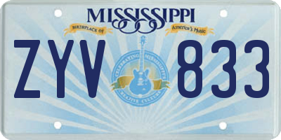MS license plate ZYV833