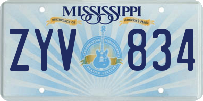 MS license plate ZYV834