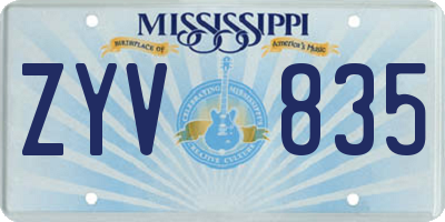 MS license plate ZYV835