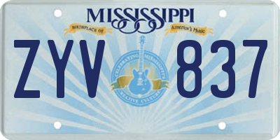 MS license plate ZYV837