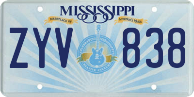 MS license plate ZYV838