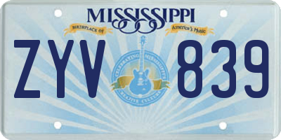 MS license plate ZYV839