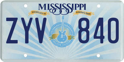 MS license plate ZYV840