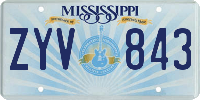 MS license plate ZYV843