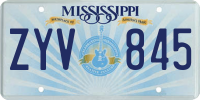 MS license plate ZYV845