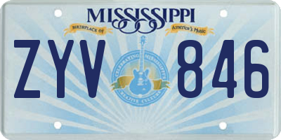MS license plate ZYV846