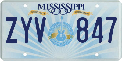 MS license plate ZYV847