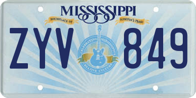 MS license plate ZYV849