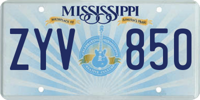 MS license plate ZYV850