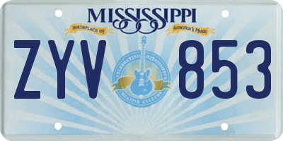 MS license plate ZYV853