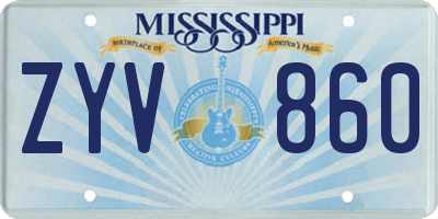 MS license plate ZYV860