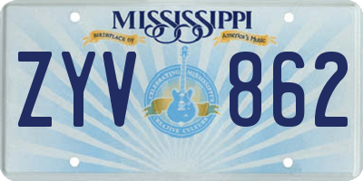 MS license plate ZYV862