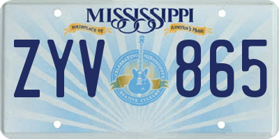 MS license plate ZYV865