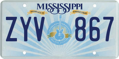MS license plate ZYV867