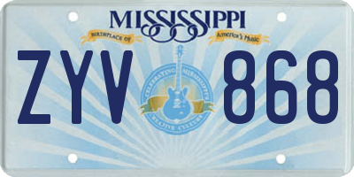 MS license plate ZYV868