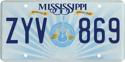 MS license plate ZYV869