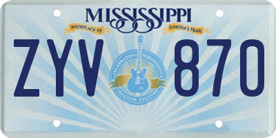 MS license plate ZYV870