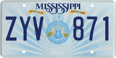 MS license plate ZYV871