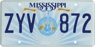 MS license plate ZYV872