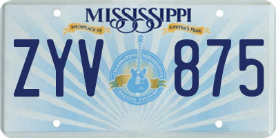 MS license plate ZYV875