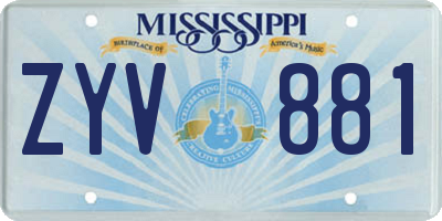 MS license plate ZYV881