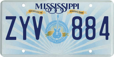 MS license plate ZYV884