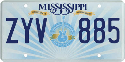 MS license plate ZYV885