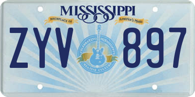 MS license plate ZYV897