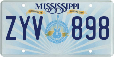 MS license plate ZYV898