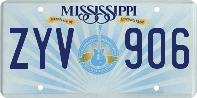 MS license plate ZYV906