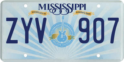 MS license plate ZYV907
