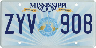 MS license plate ZYV908