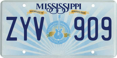 MS license plate ZYV909