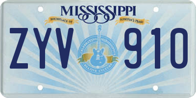 MS license plate ZYV910